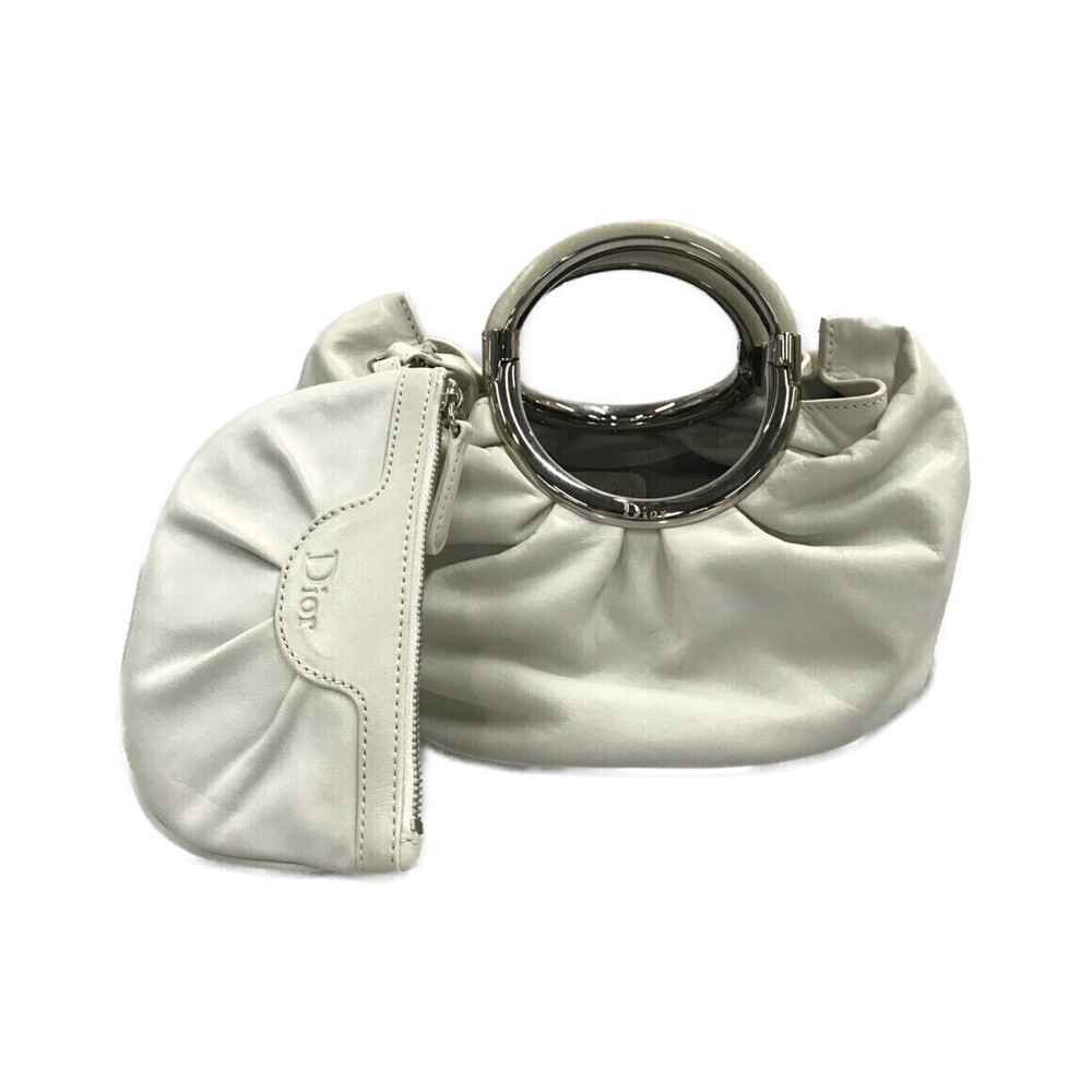 Christian Dior hobo bag white pleated leather